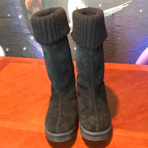 Skechers black leather winter boots shoes size 6 - Picture 5 of 16